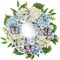 Lighted Blue & White Hydrangea Front Door Wreath (Spring Floral Decor)